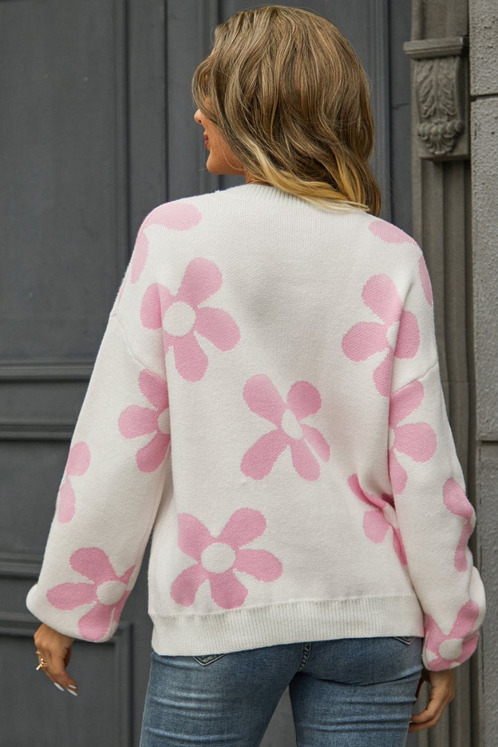 Flirty Floral Print Pullover Sweater