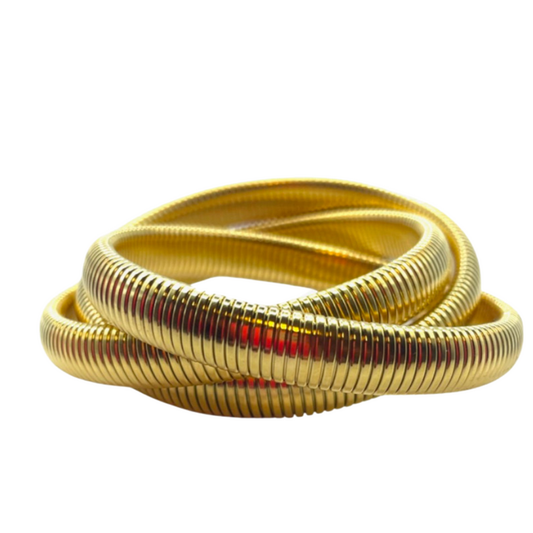 Gold Twisted Cobra Stainless Steel Bracelet