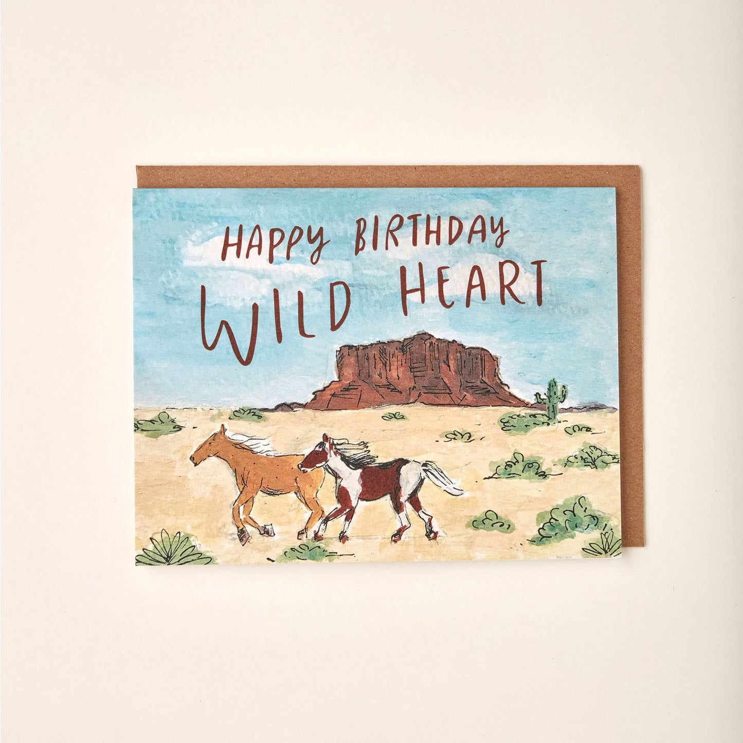 Happy Birthday Wild Heart Horses Cowgirl 90's Desert Card