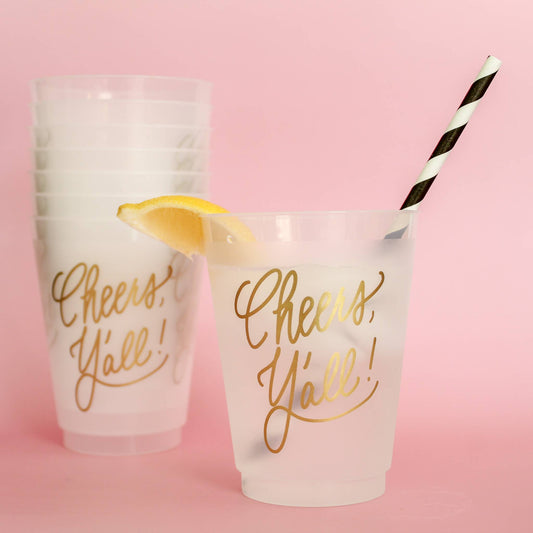 Cheers, Y'all! | Frosted Acrylic 16oz Set of 8 Cups