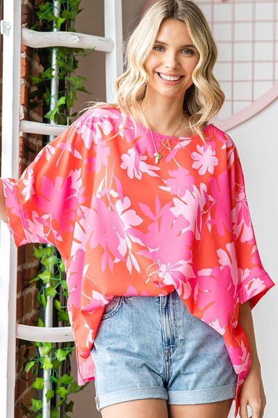 First Love Slit Printed Half Sleeve Blouse