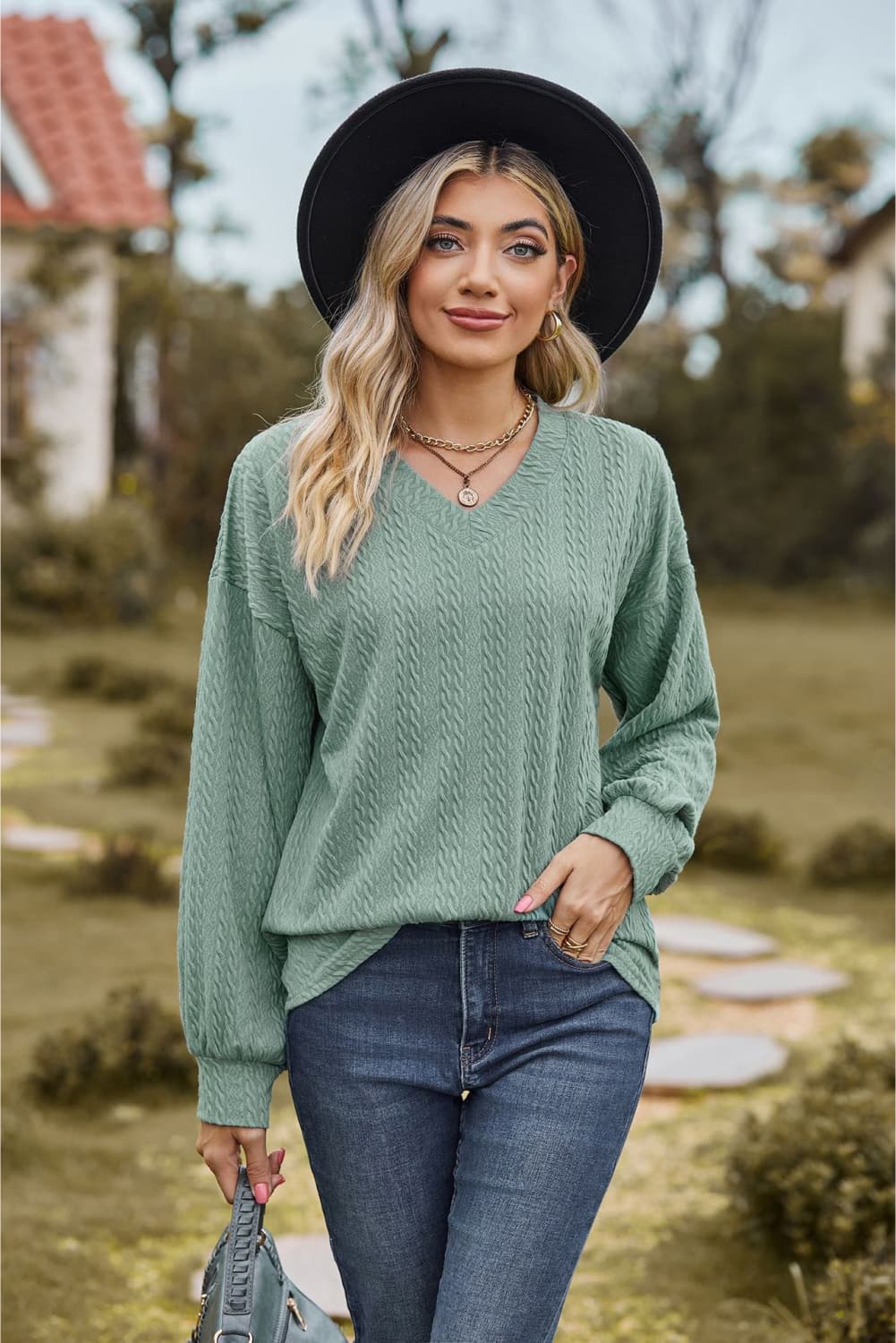 Cleverly Classic V-Neck Dropped Sweater