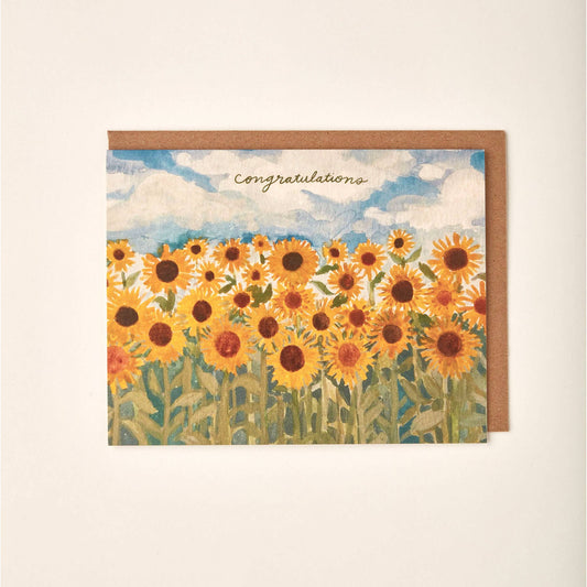 Congratulations Sunflower Field 90's Greeting Card