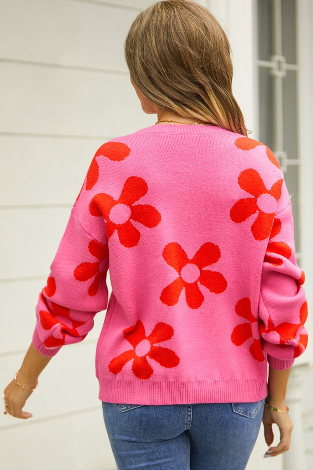 Flirty Floral Print Pullover Sweater