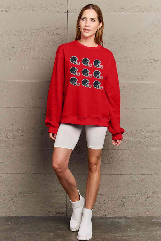 Simply Love Full Size Football Helmet  Graphic Sweatshirt - 5 Colors!