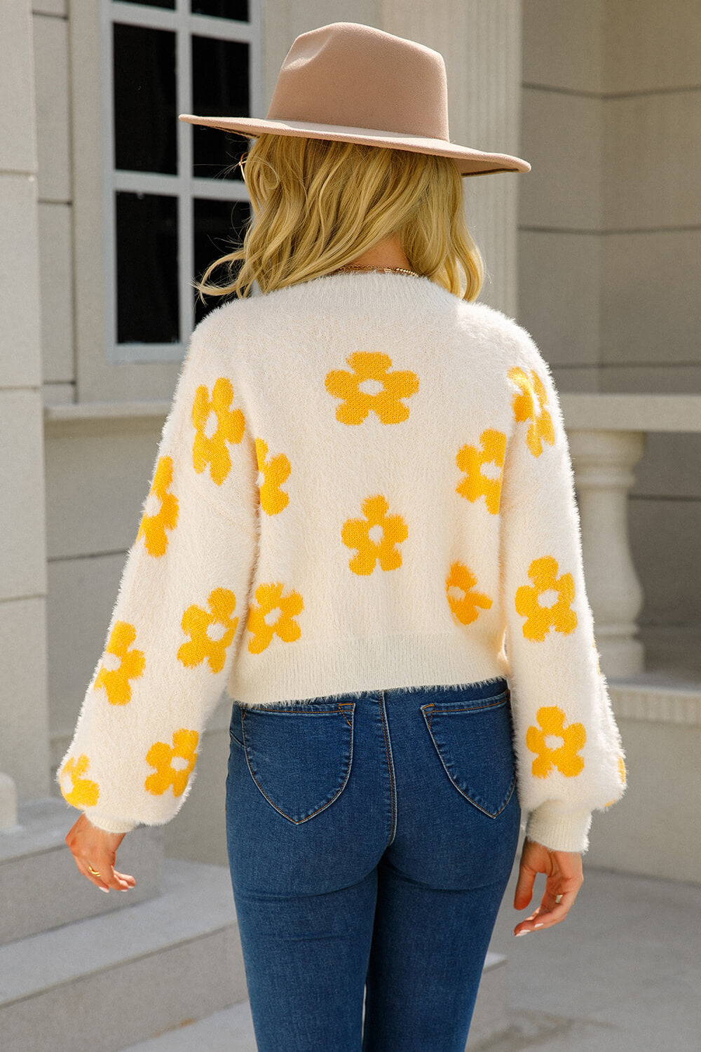 Happy Day Floral Open Front Fuzzy Cardigan