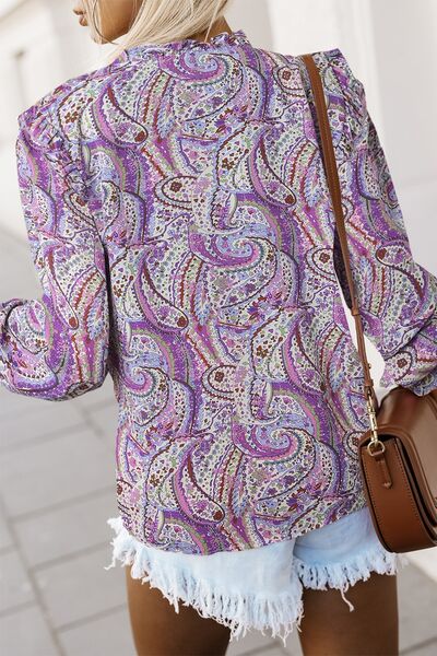 Gianna Printed Frill Flounce Sleeve Shirt