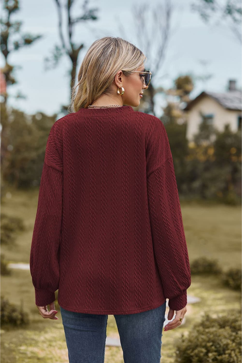 Cleverly Classic V-Neck Dropped Sweater