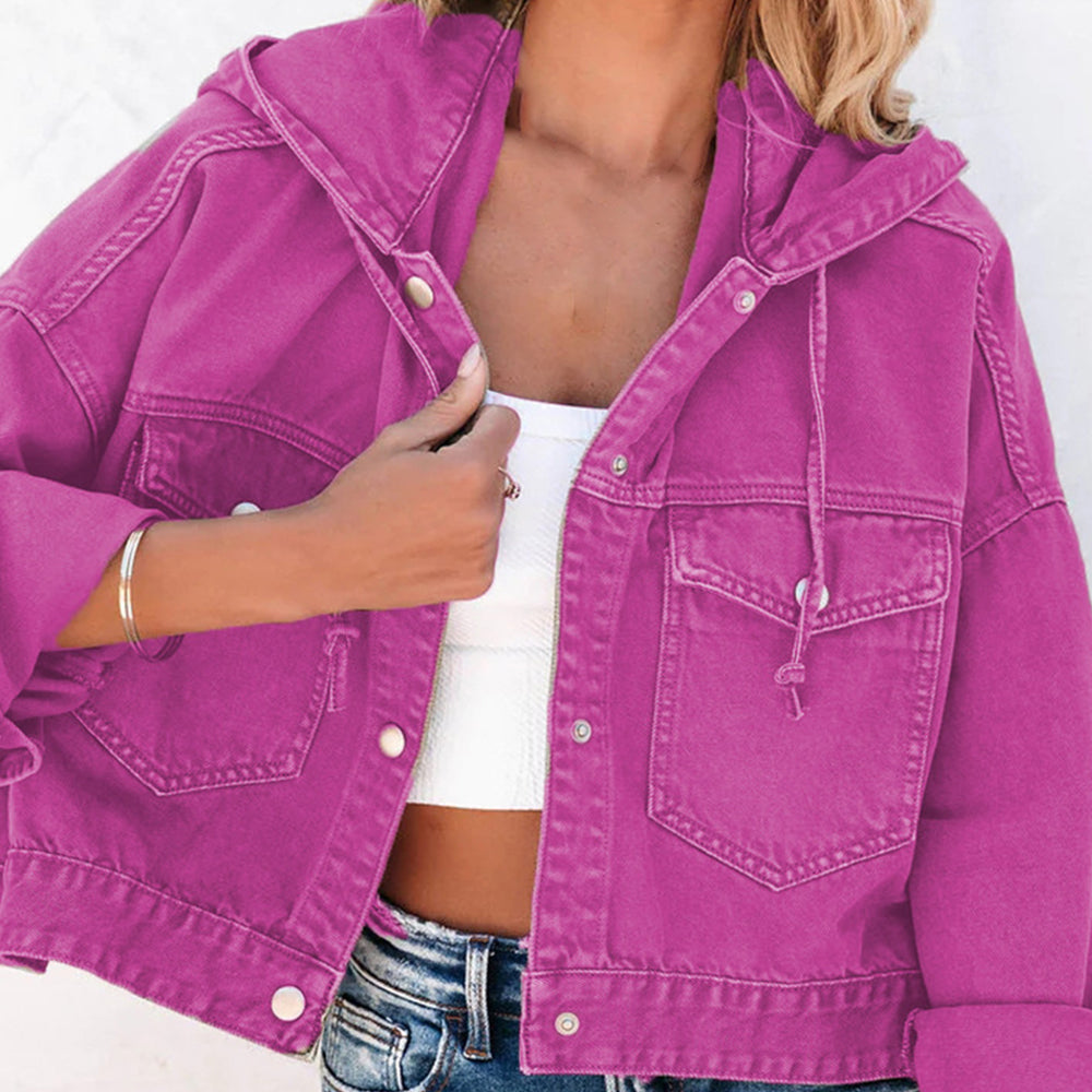 Hooded Dropped Shoulder Denim Jacket