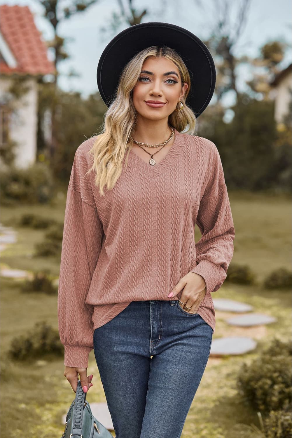 Cleverly Classic V-Neck Dropped Sweater