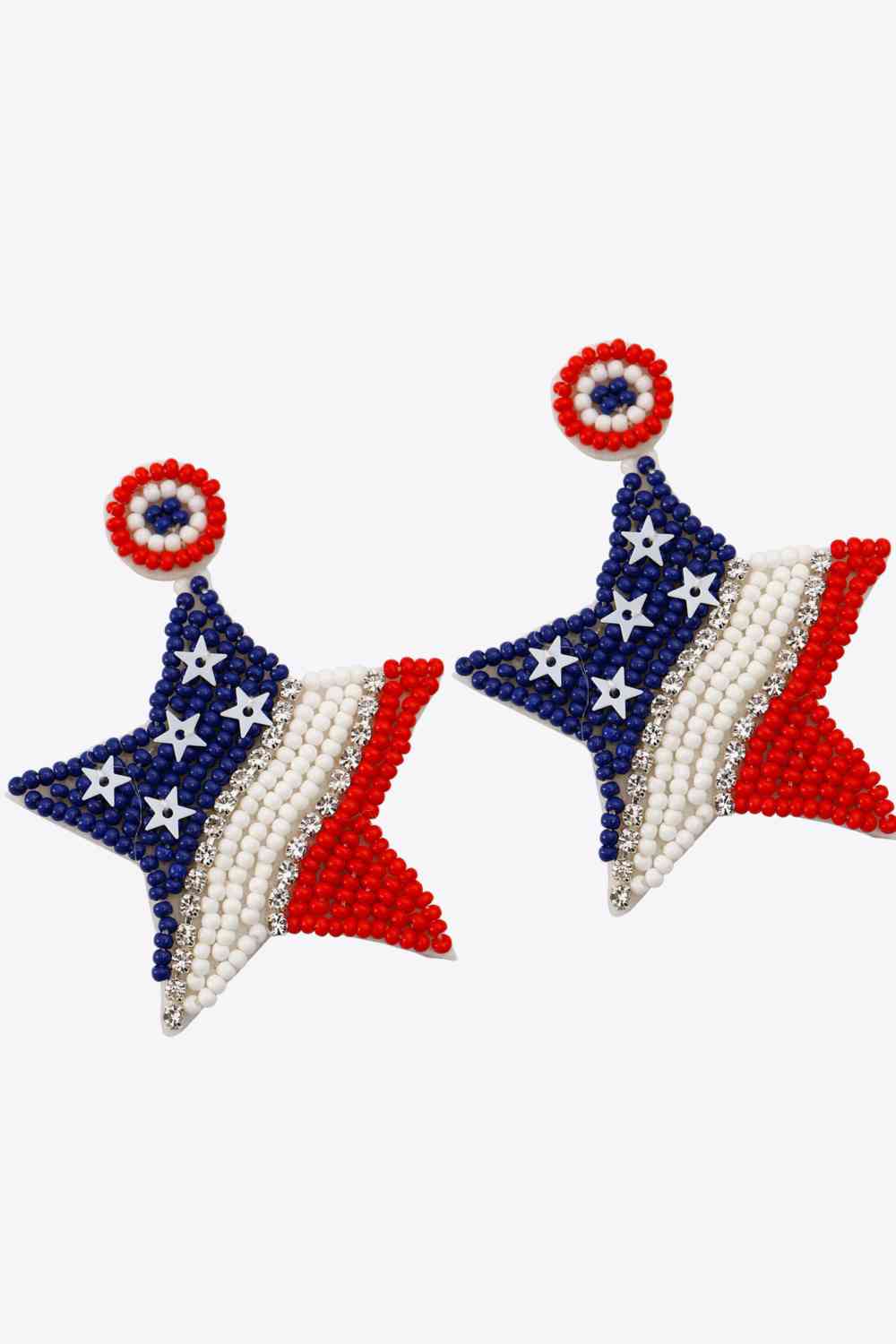 US Flag Beaded Star Earrings