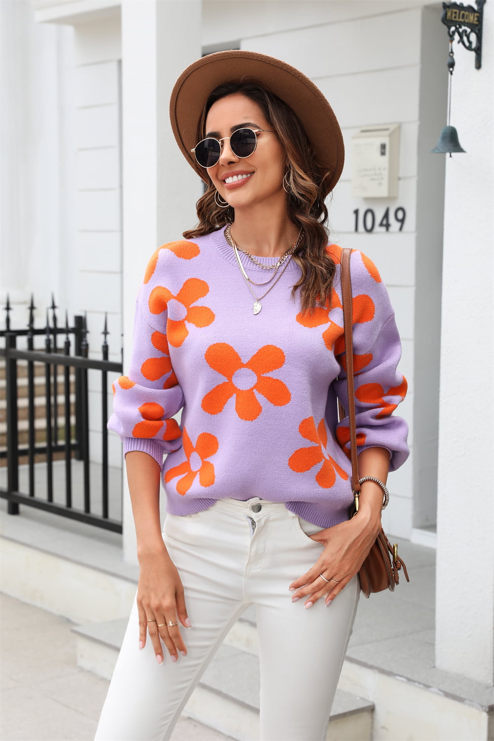 Flirty Floral Print Pullover Sweater