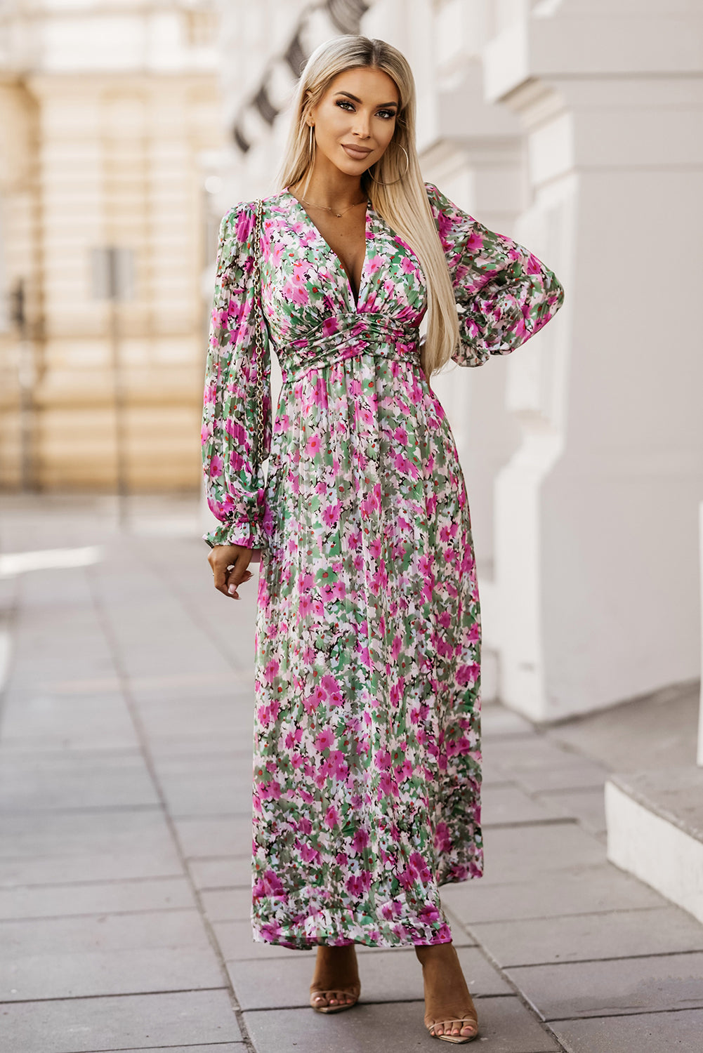 Maryanne Floral Deep V Maxi Dress