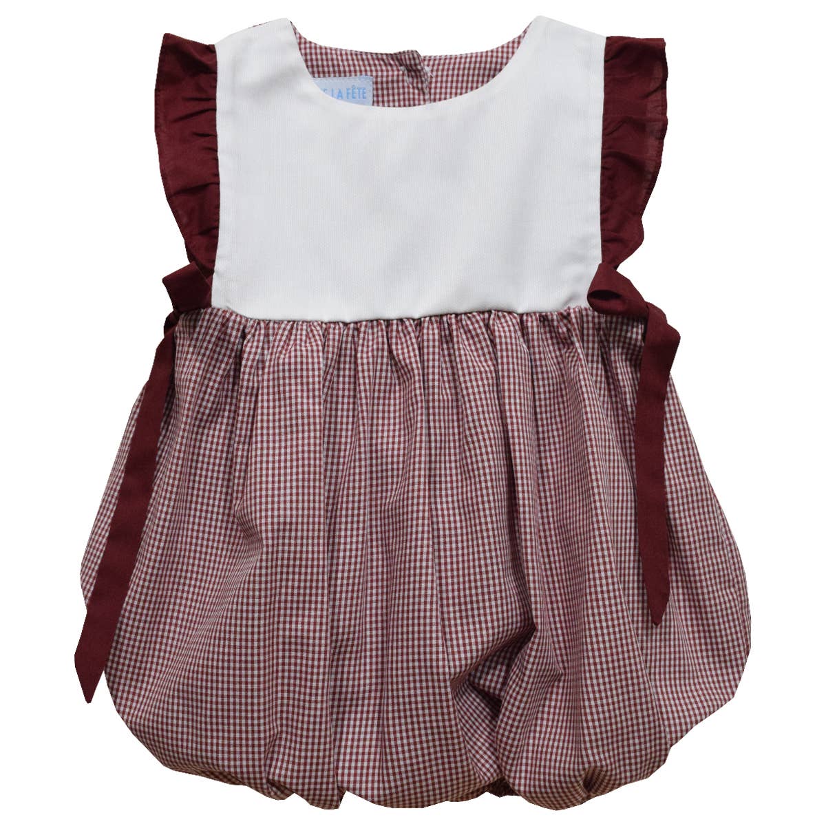 Gig 'Em Gingham Short Sleeve Girls Bubble: Maroon