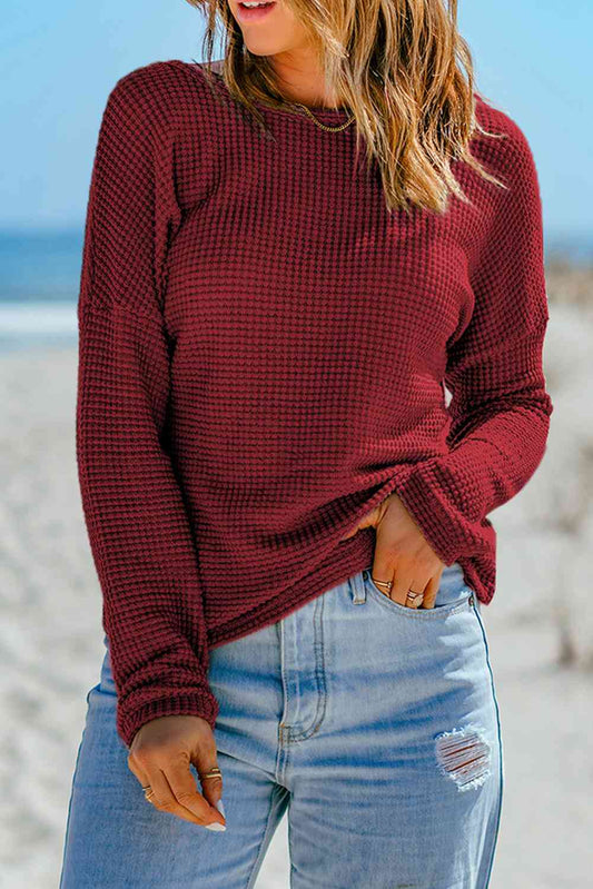 Wine Dropped Shoulder Blouse