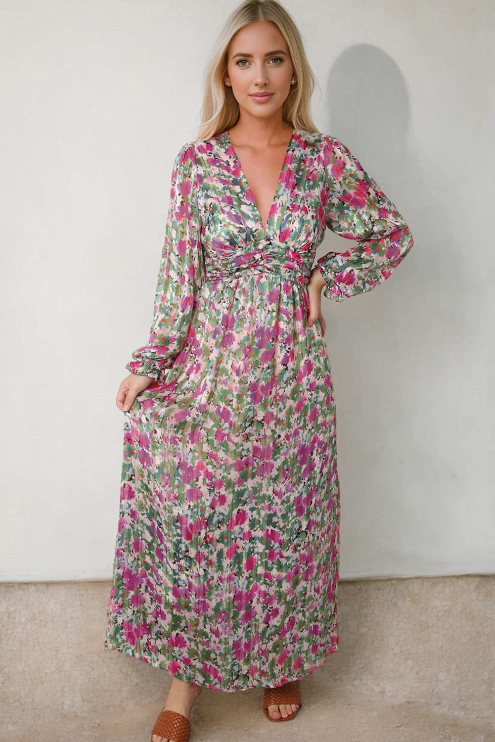 Maryanne Floral Deep V Maxi Dress