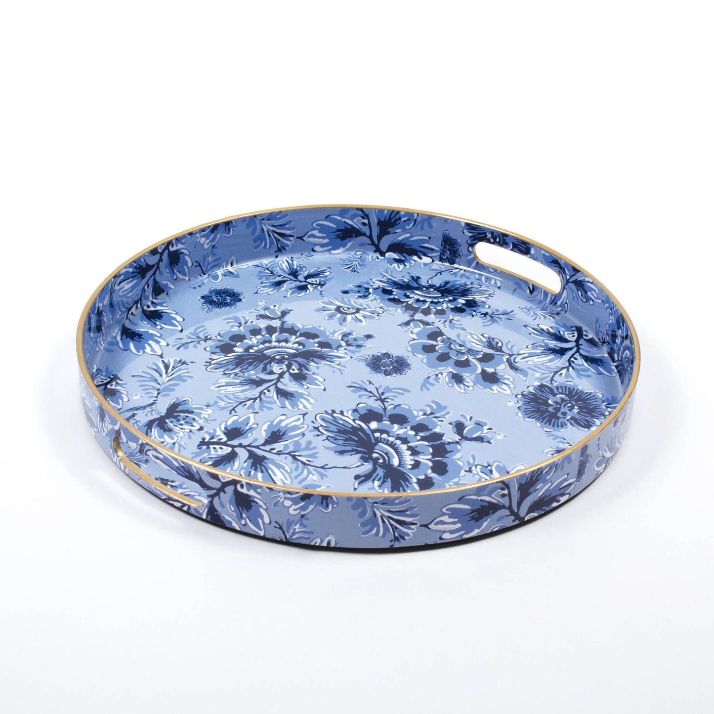 Blue Floral Round Tray