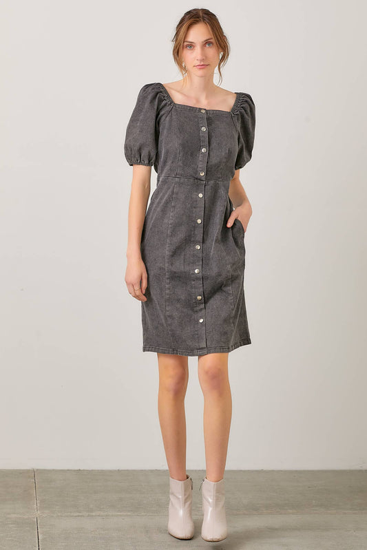 Slate Puff Sleeve Dress